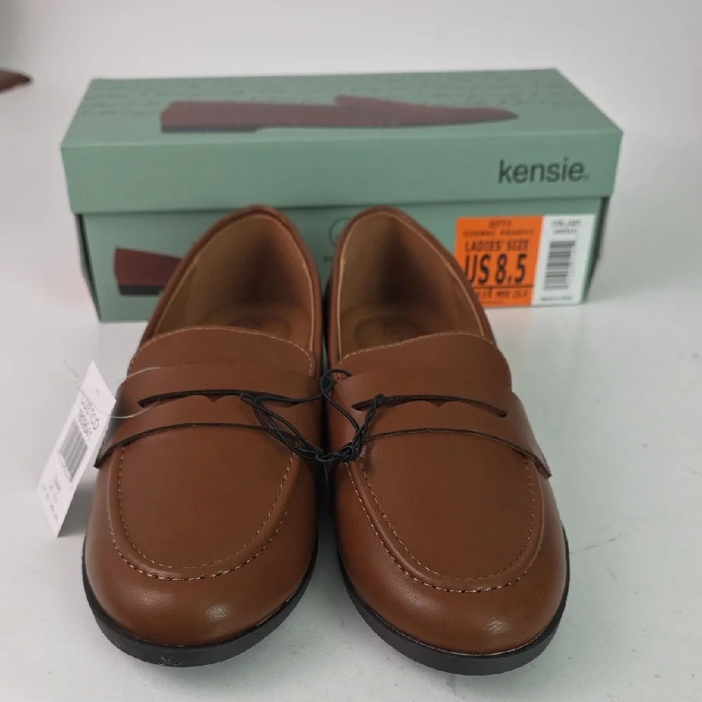 Kensie Women's Loafers Size 8.5 EU 38.5 Brown Tan‎ Fax Leather Slip On Shoes